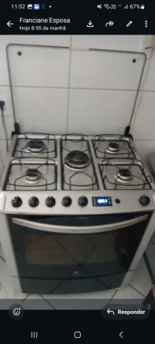 Fogao 5 bocas cromado elétrico om tampa de vidro