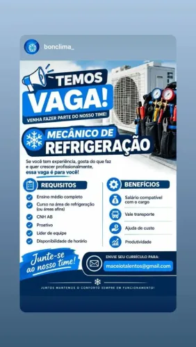 Vaga Mecânico de Refrigeração e Climatização