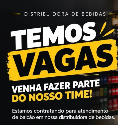 Vaga Distribuidora de Bebidas, Média Salário Semanal 650,00