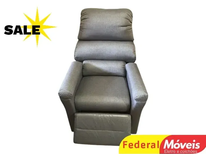 Poltrona linha cinza e bege suporta até 110kg - Promoção Imperdível!