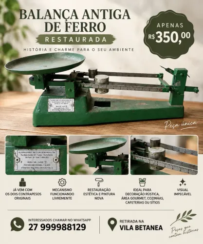 Balança Antiga de Ferro Allegrini Restaurada - Decoração Retrô