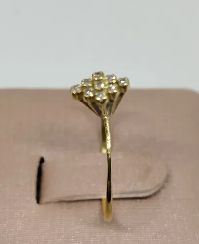 Anel solitário, ouro 18k - zirconias - aro 19