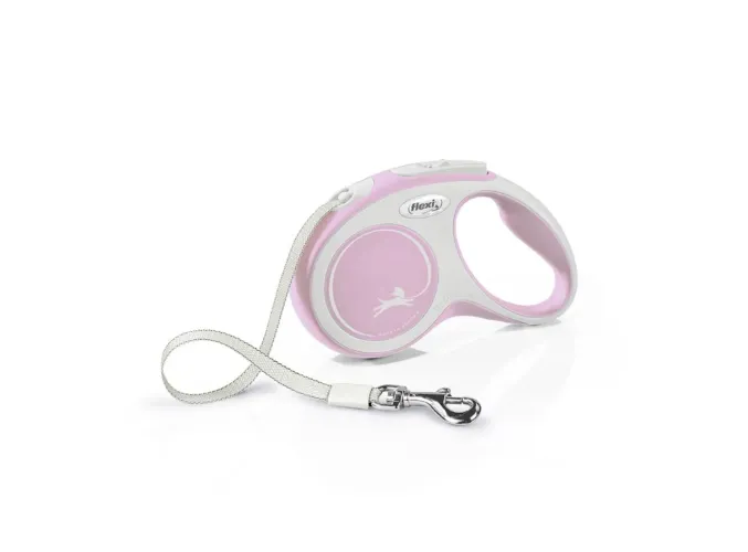 Guia Fita Flexi Bogdahn New Comfort Rose e Branco para Cães