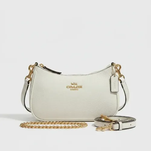 BOLSA COACH BRANCA SIGNATURE COURO