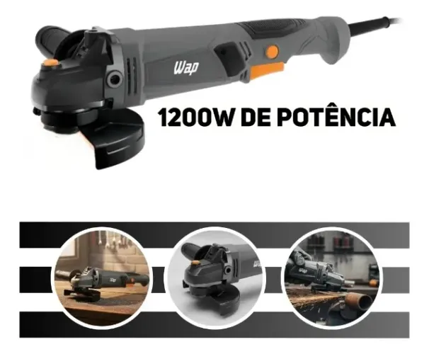 Esmerilhadeira Angular 5 polegadas WFES02 1200W Profissional Protetor Disco - 220V - Wap