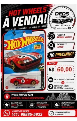 HotWheels Ferrari 365 - Original Mattel (Novo no Blister)