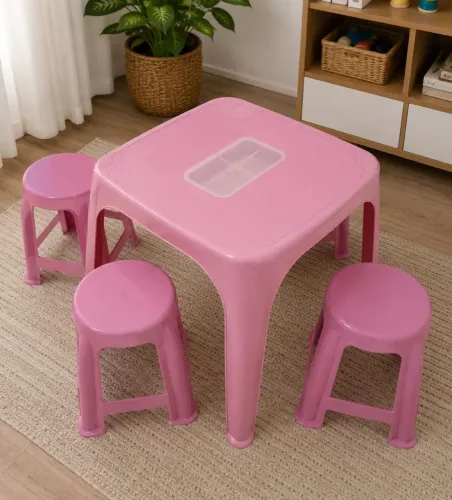 Mesinha Com Banquetas Rosas