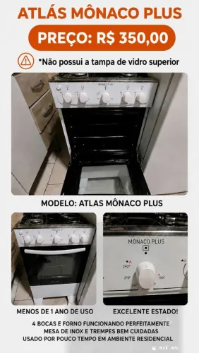 Fogão 4 bocas Atlas Mônaco