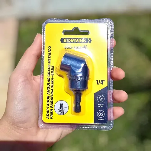 Adaptador angular para parafusadeira 61mm, 1/4, 90º Bomvink