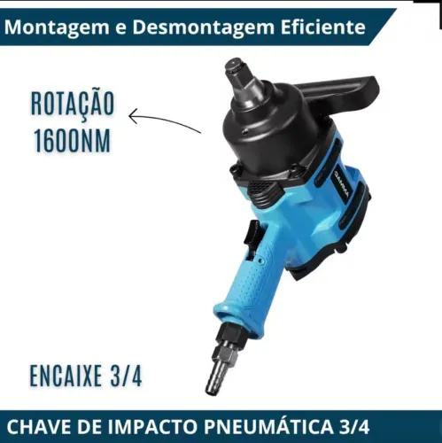 Chave de Impacto Pneumática Gamma 3/4 160kgf Alta Potência usada 