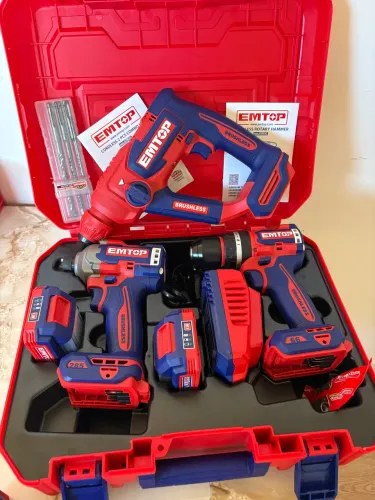 Kit parafusadeira furadeira e martelete emtop 20v