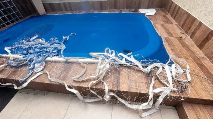 Rede de volei com marcação