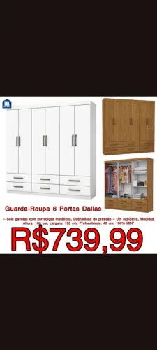 Guarda Roupa Dallas 6 Portas