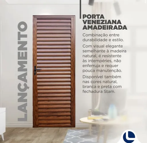 Porta Alumínio Amadeirado Toda Veneziana