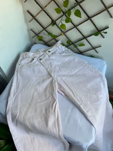 Calça Jeans Zara Rosa Bebê Cós Transpassado Assimétrico Wide Leg