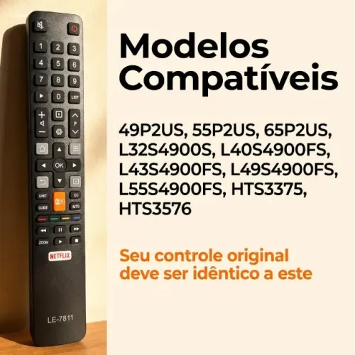 Controle Remoto Para TV Tcl Smart Comprido