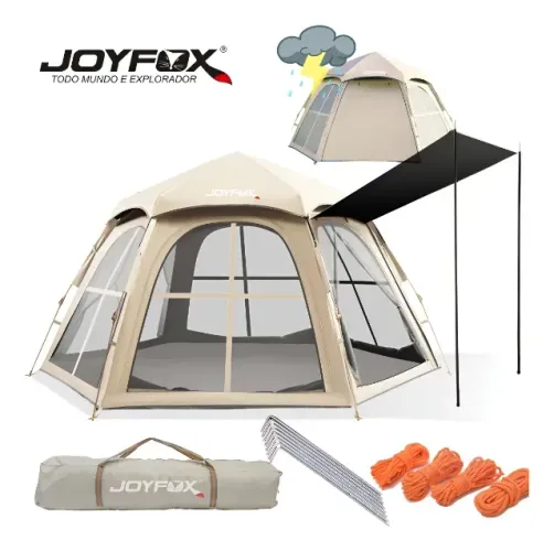 (49) Barraca Camping Automática Pop Up Joyfox 4-6 Pessoas Impermeável 2000mm