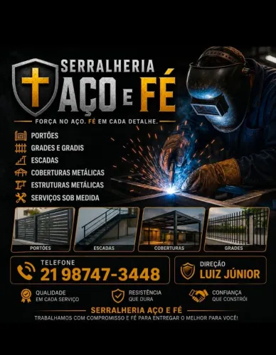 Serralheria Aço e Fé | Portões, Coberturas, Escadas, Galpões e Mezaninos | Luiz Júnior