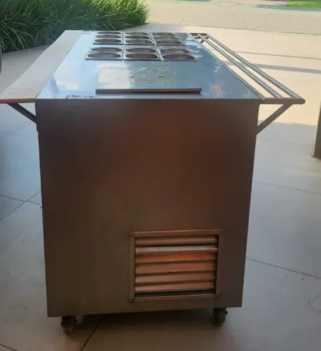BALCÃO DE INOX PARA LANCHE COM REFRIGERADOR