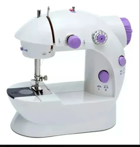 Mini Máquina De Costura Reta Portátil Com Pedal Cor Branco<br>