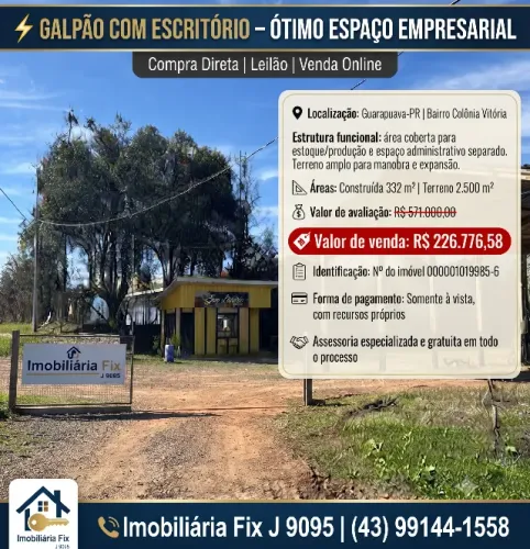 ? GALPÃO COM ESCRITÓRIO - ÓTIMO ESPAÇO EMPRESARIAL