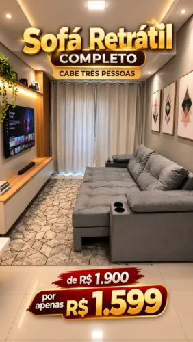 Promoção imperdível por apenas 1599 Sofá retrátil novo cabe 3 pessoas completo pillow top