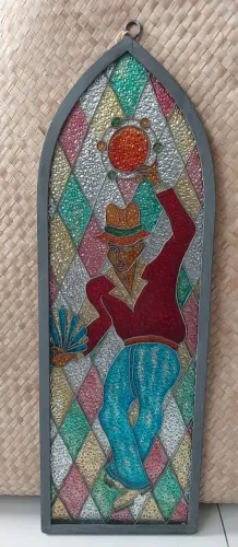 Vitral colorido Sambista peça única Vintage Linda