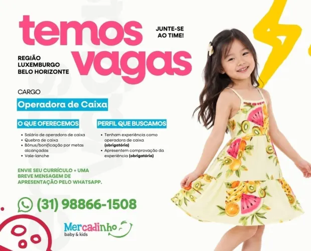 Vaga para Operadora de Caixa