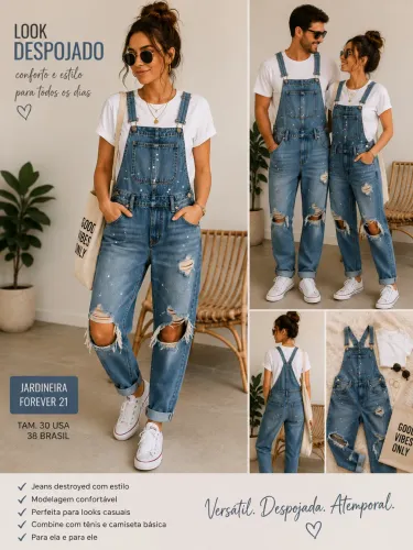 Jardineira Jeans Forever 21 tamanho 38
