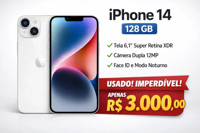 iPhone 14 128 gb, parcelo no cartão! Com juros da maquinha. 