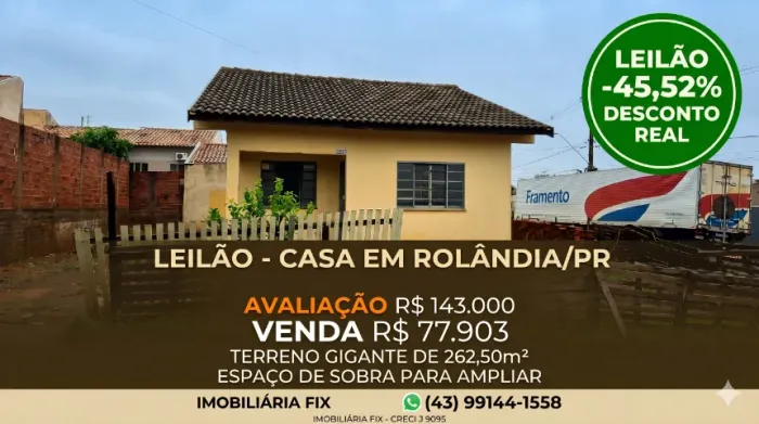 ? VALOR DE LEILÃO: CASA DE R$ 143.000 POR R$ 77.903