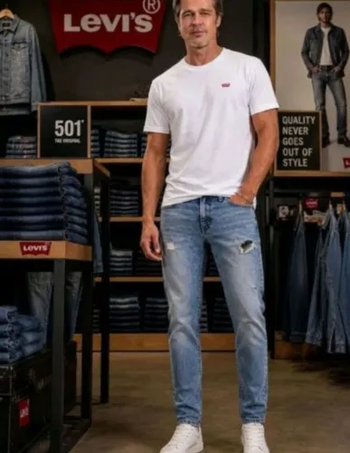 calça jeans levi's original - reta/slim com detalhes destroyed(ripped) - tam 42