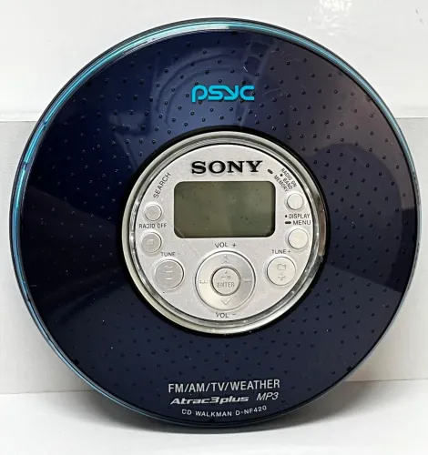 Discman Sony Walkman Psyc D-NF420 c/ Rádio AM/FM, TV, Weather, MP3, CD-R/RW e Antichoque 