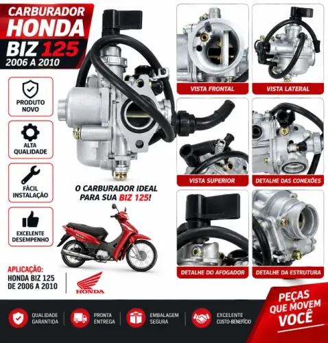 Carburador Honda Biz 125 2006 2007 2008 2009 2010 Novo