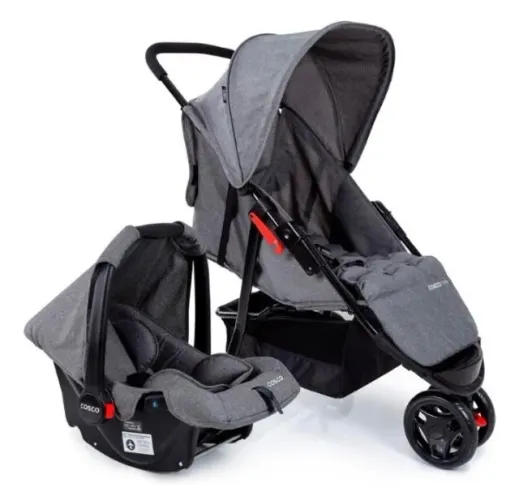 Travel System Cosco Kids, Toffy, 0 a 15kg, Cinza Mescla