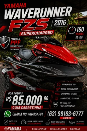 Yamaha WaveRunner FZS 2016 Supercharged + Carretinha
