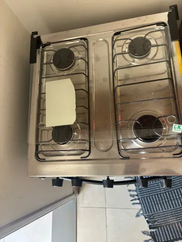 Fogão 4 bocas Atlas Mônaco Plus Preto com Acendimento Automático e Mesa Inox