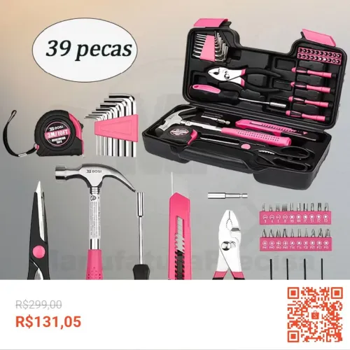 Kit 39 Peças De Rosa Ferramentas Para Uso Domestico DIY