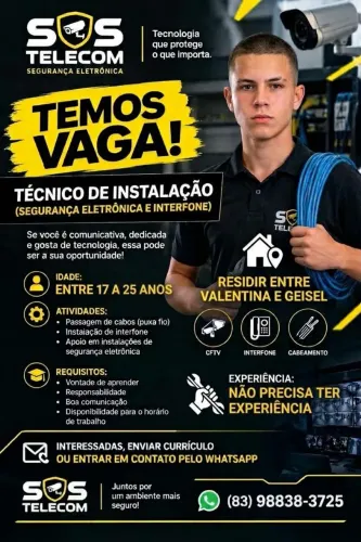 Vaga para trabalhar no ramo de interfone e câmeras