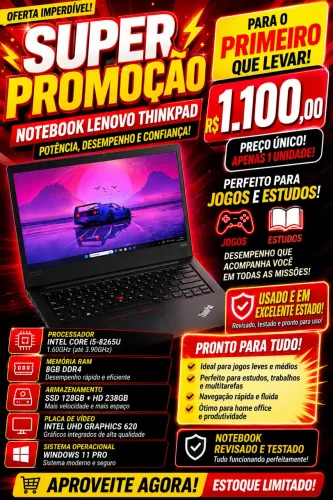 NOTEBOOK Thinkpad! Ótimo estado ( novinho) PROMOÇÃO COM IMPRESSÃO DIGITAL ?