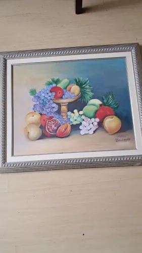 Belíssimo quadro a óleo natureza morta med.52x63