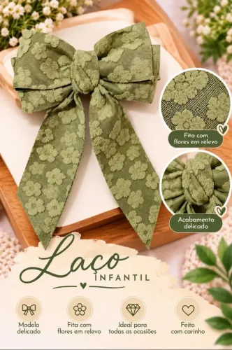 Laço Infantil  com Flores em Relevo