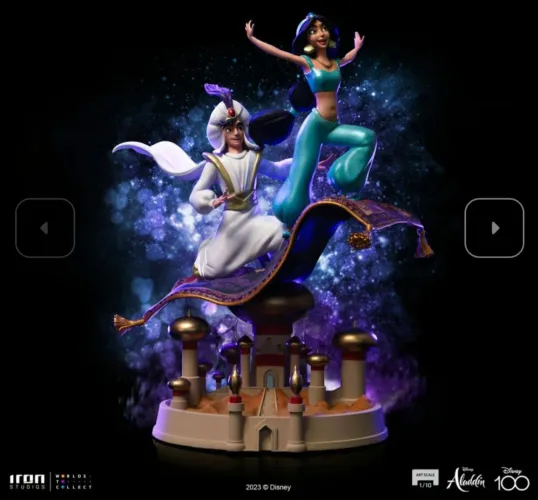 Alladin e Jasmine Iron Studios Disney 100 anos<br><br>