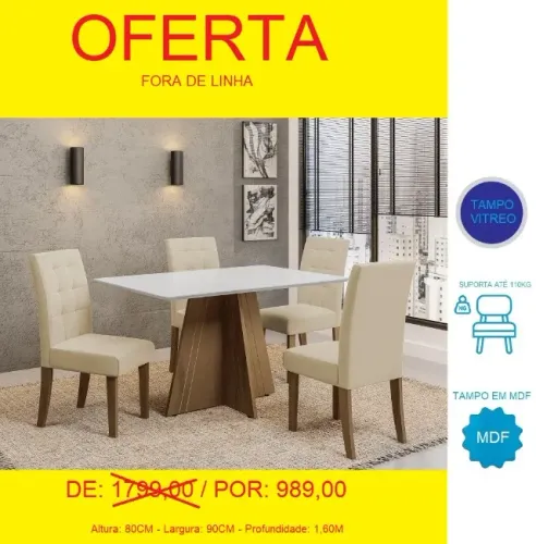 Mesa em Oferta com 6 cadeiras - Retire hoje mesmo