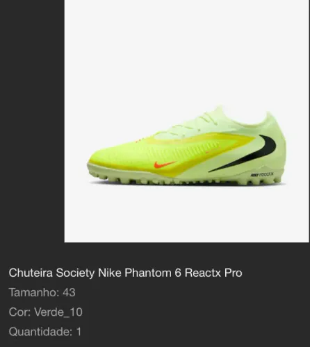 Chuteira Society Nike Phantom 6 Reactx Pro