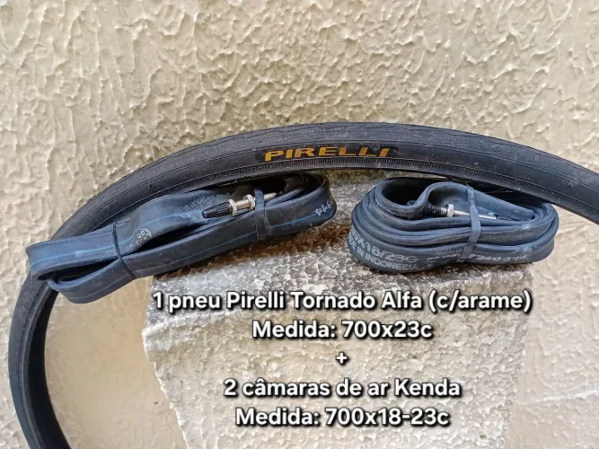 Pneu Pirelli 700x23c + 2 câmaras Kenda 700x18-23c
