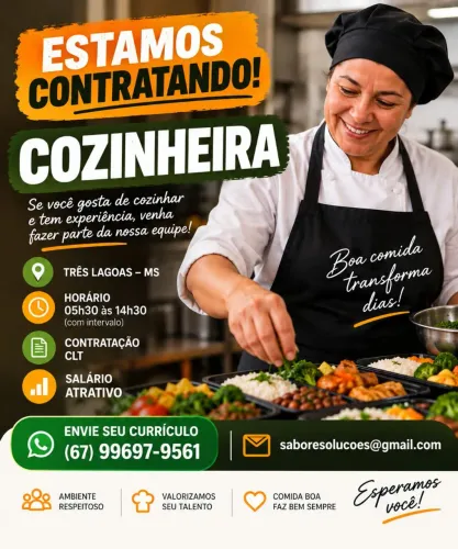 Cozinheira venha fazer parte do nosso time