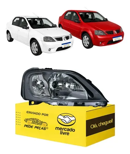 Farol Renault Logan 2007 2008 2009 2010 Máscara Cinza Ld Direito/passageiro