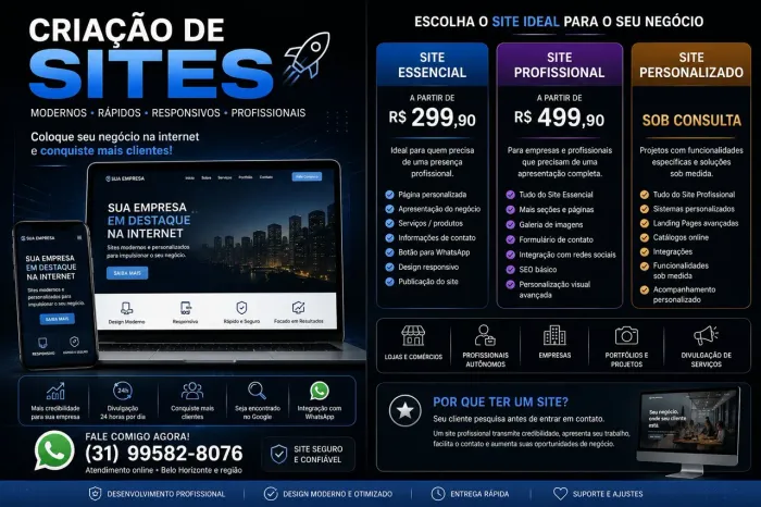 Criação de Sites Profissionais | A partir de R$299,90
