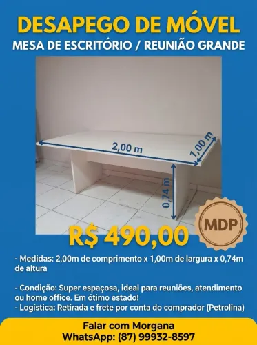 Mesa Grande de Escritório / Reunião em MDP (2,00m x 1,00m) - Petrolina